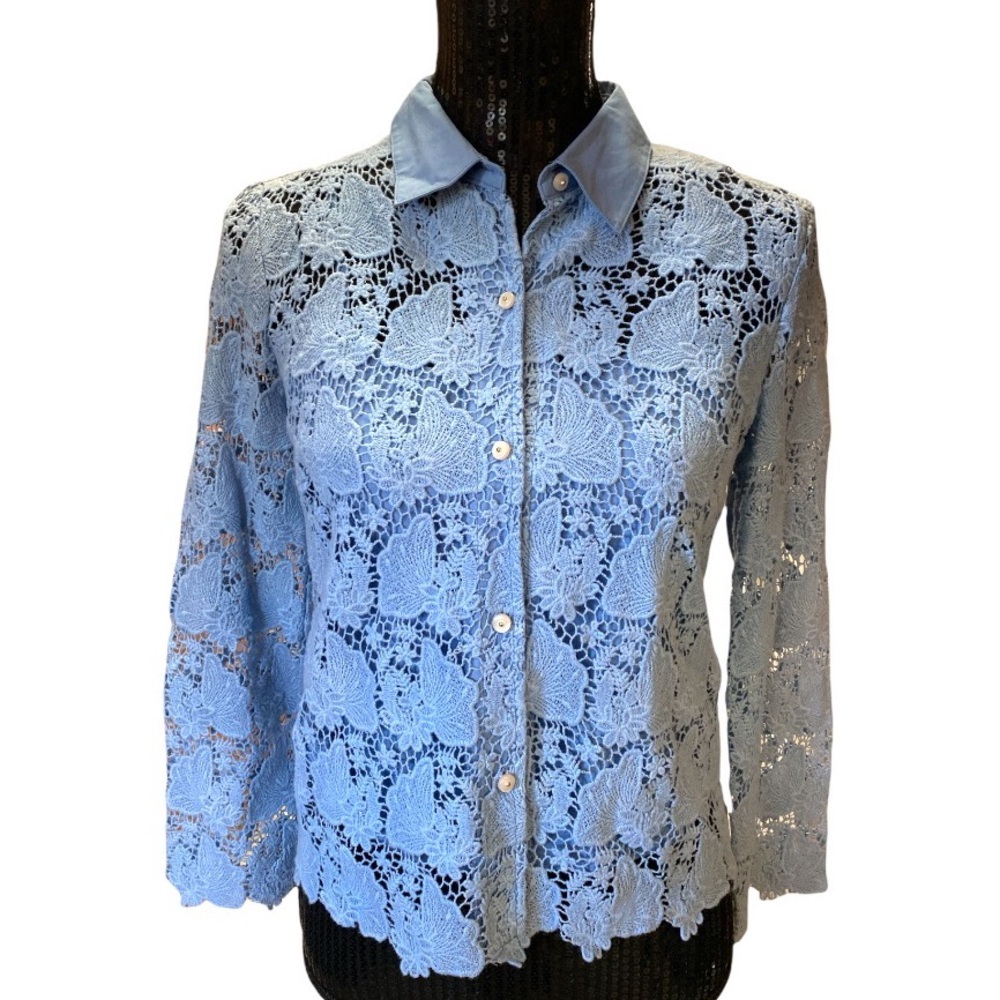 Anthropologie Champagne & Strawberry blue lace 2pc